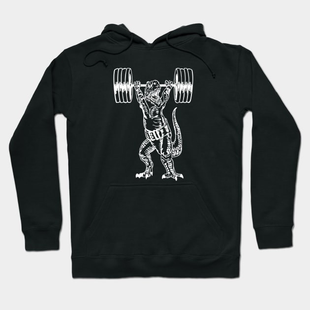 SEEMBO Dinosaur Weight Lifting Barbells Workout Gym Fitness Hoodie by SEEMBO